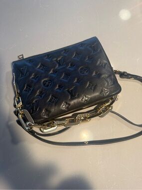 Louie Vutton Coussin BB Black and Gold Shoulder bag with Gold Chain